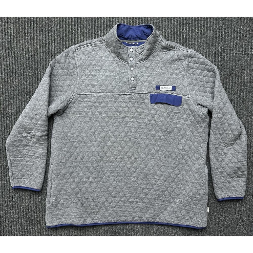 Magellan Outdoors Mens 3XL Gray Quilted Sweater 1/4 Snap Henley Hiking Workwear